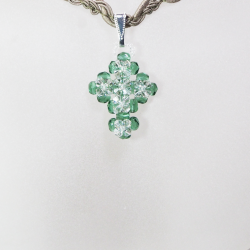 Pendant 30cm - Viridiana-Khaki Braid - Pendant 30cm - Laiton argenté